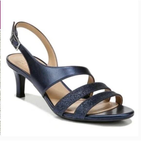 Naturalizer Taimi Heels 8.5 8.5W Wide Navy Blue NWOT Sandals Pumps Sparkle - Picture 2 of 9